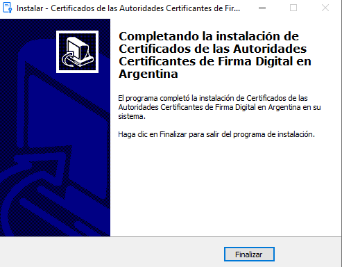 Instalación de certificados CA finalizada