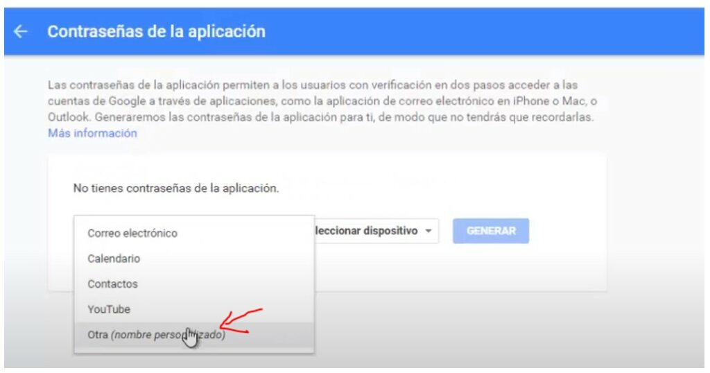 contraseña de aplicaciones de google para gmail