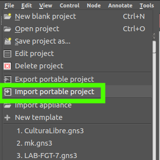 File -> Import Portable project